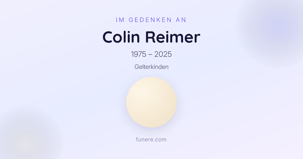 Todesanzeige Colin Reimer, Gelterkinden, Basel-Landschaft ...
